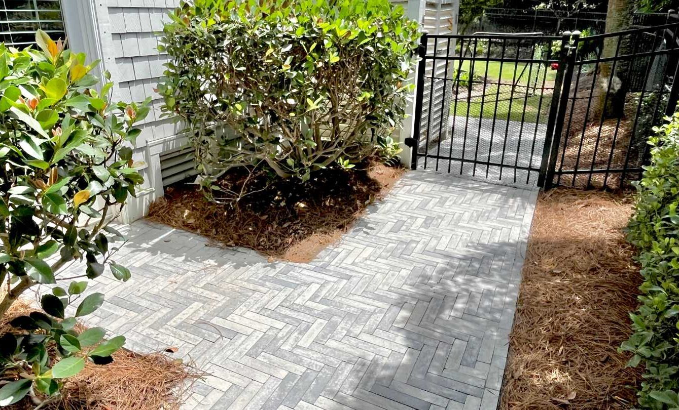 Herringbone Paver Patio Walkway