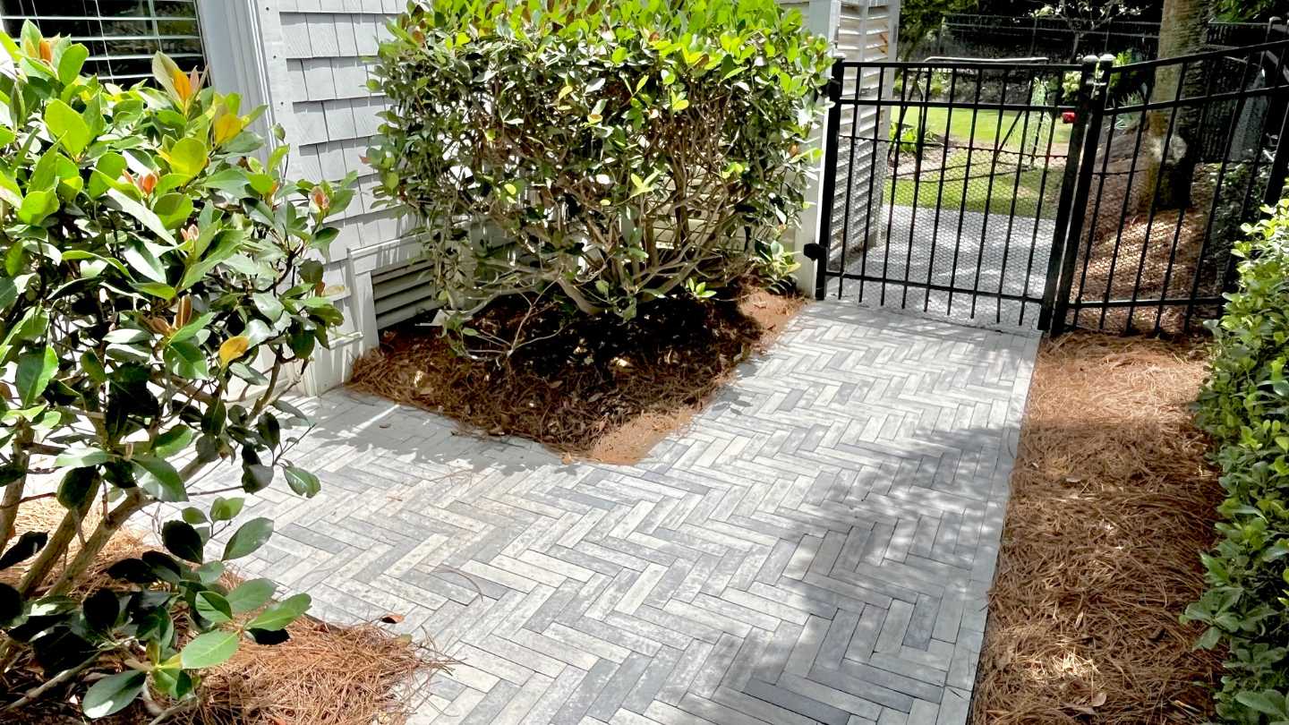 Herringbone Pattern Paver Walkway Patio